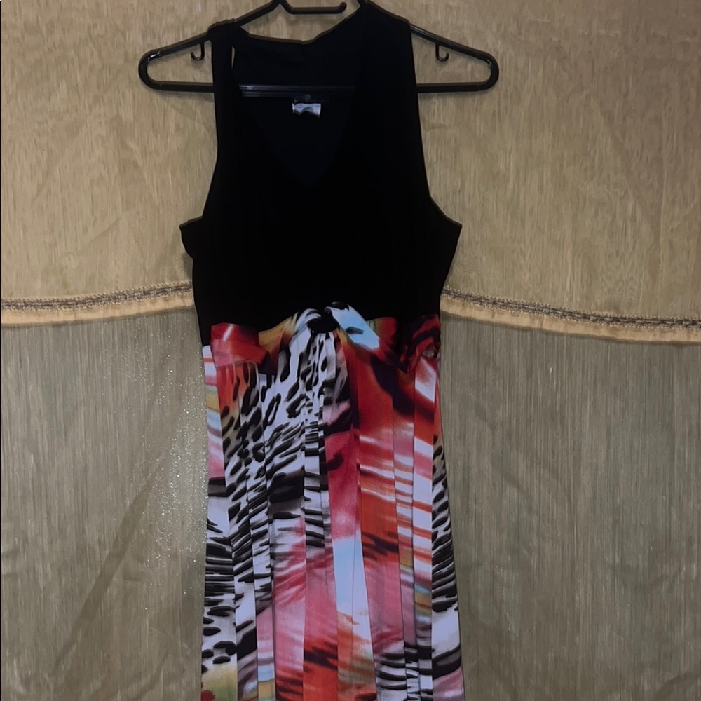 Black and Red Sheath Maxi Dress with Halter Neckline